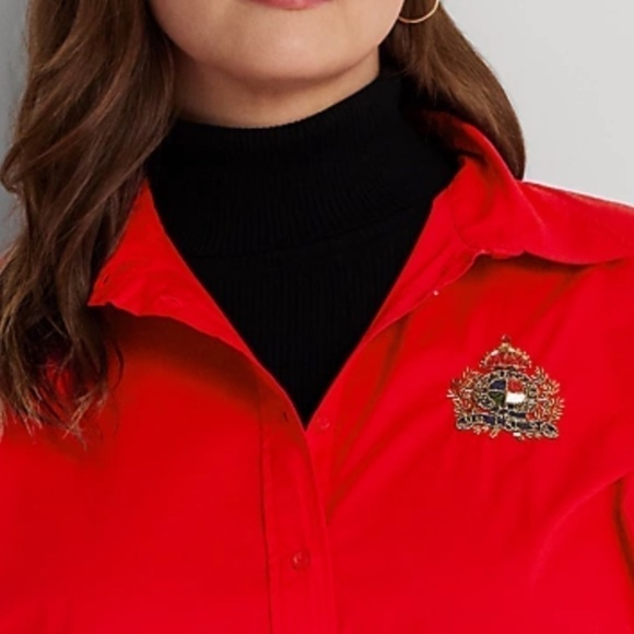 NWT RALPH LAUREN Beaded-Crest Stretch-Cotton Blend Shirt New with tag Size U… - Picture 2 of 7